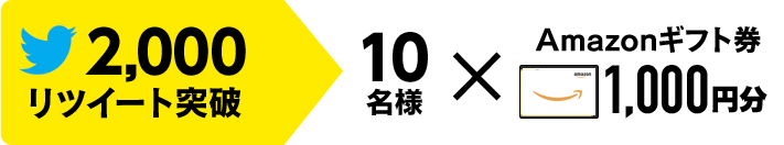 2000リツイート突破でAmazonギフト券1000円分を10名様