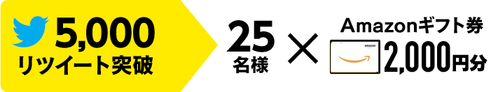 5000リツイート突破でAmazonギフト券2000円分を25名様